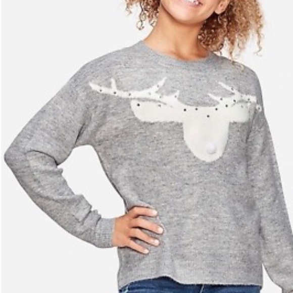 Christmas Justice Critter Reindeer Jeweled Holiday Sweater Girls Size 14/16 - Picture 1 of 6